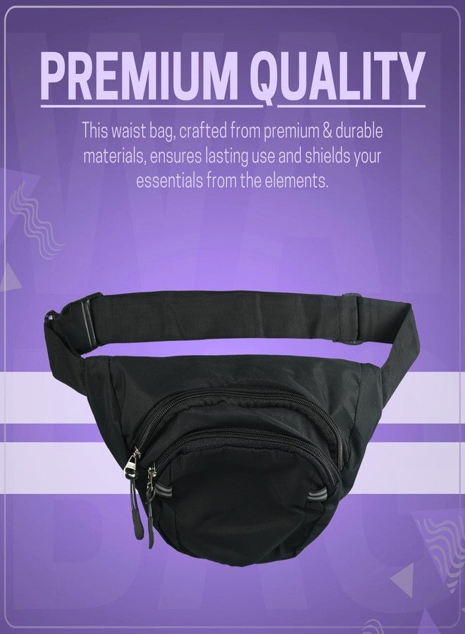 UMANIÂ® Waist Bag for Men Fanny Pack for Women Fanny Pack for Men Waist Bag for Waist Pouch for Boys for Girls Fanny Bag (WB-Black Bag MMT) - Image 3